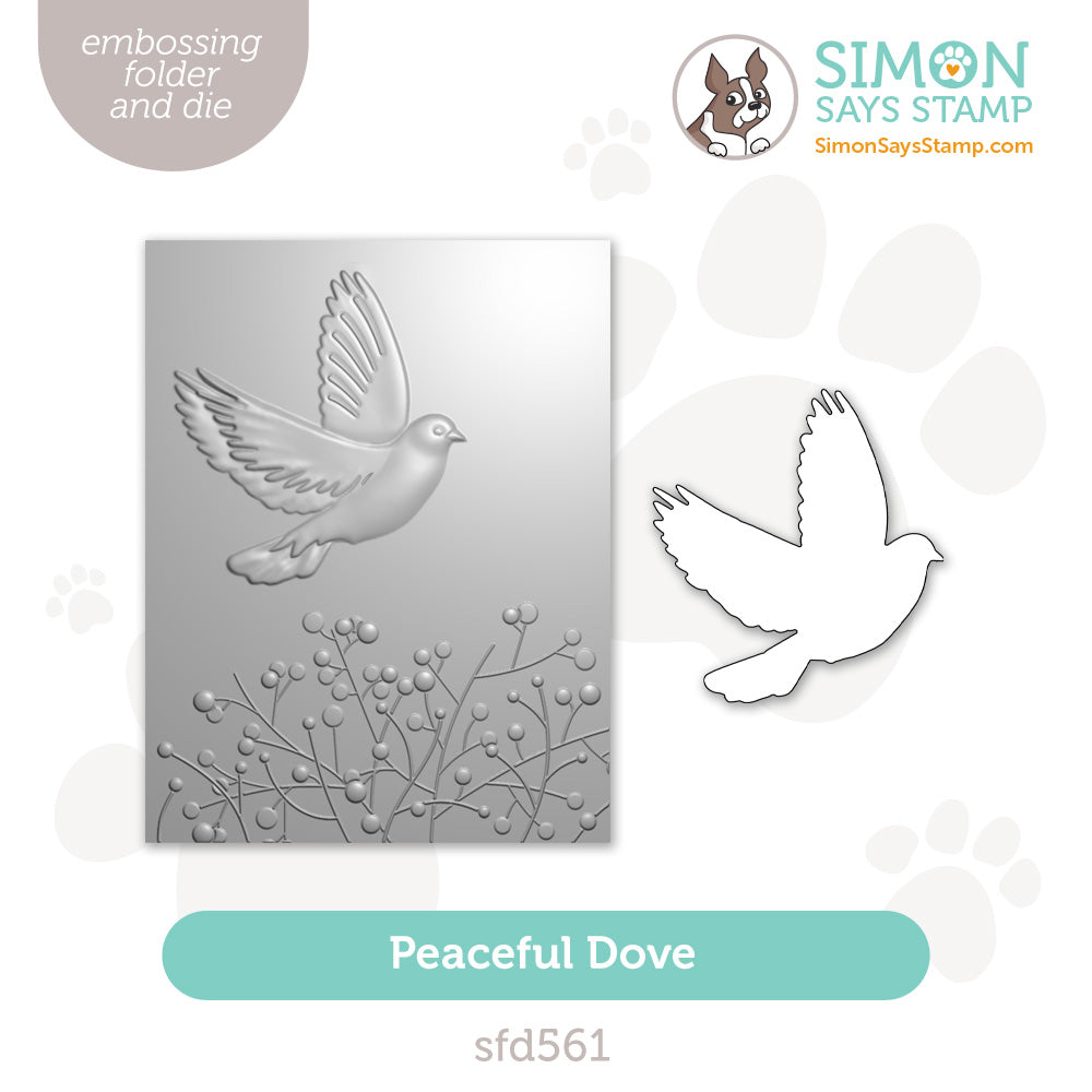 Simon Says Stamp Embossing Folder and Cutting Die Peaceful Dove sfd561 DieCember