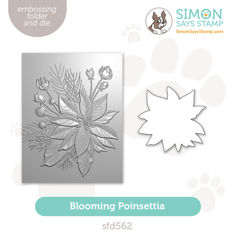 Simon Says Stamp Embossing Folder and Cutting Die Blooming Poinsettia sfd562 DieCember
