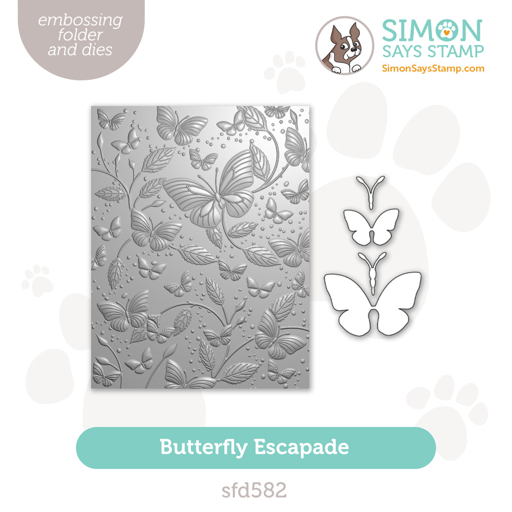 Simon Says Stamp Embossing Folder and Cutting Dies Butterfly Escapade sfd582 In My Heart