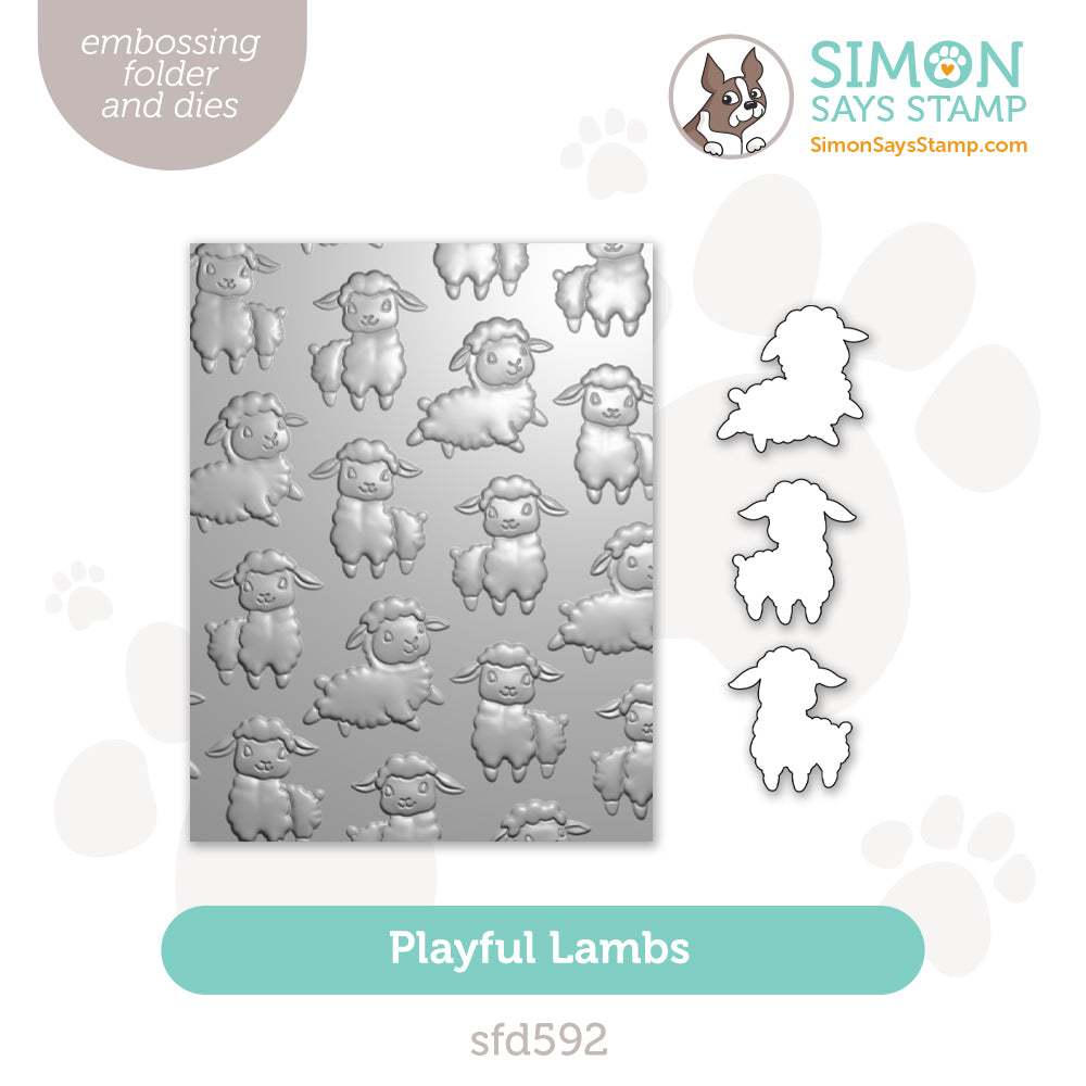 Simon Says Stamp Embossing Folder and Cutting Dies Playful Lambs sfd59