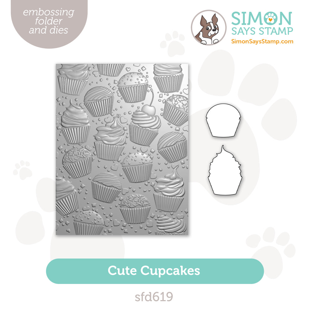 Simon Says Stamp Embossing Folder and Cutting Dies Cute Cupcakes sfd619