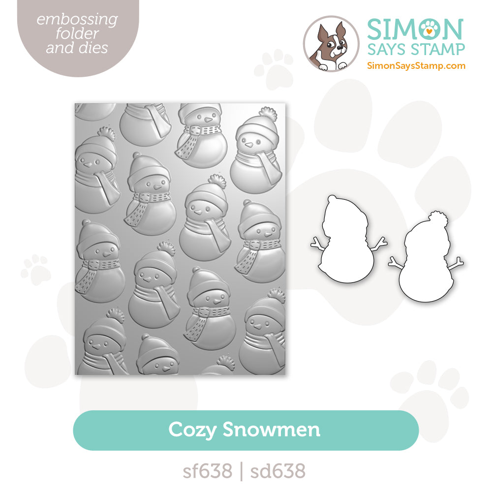 Simon Says Stamp Embossing Folder Dies Cozy Snowmen sfd638set Sending Cheer