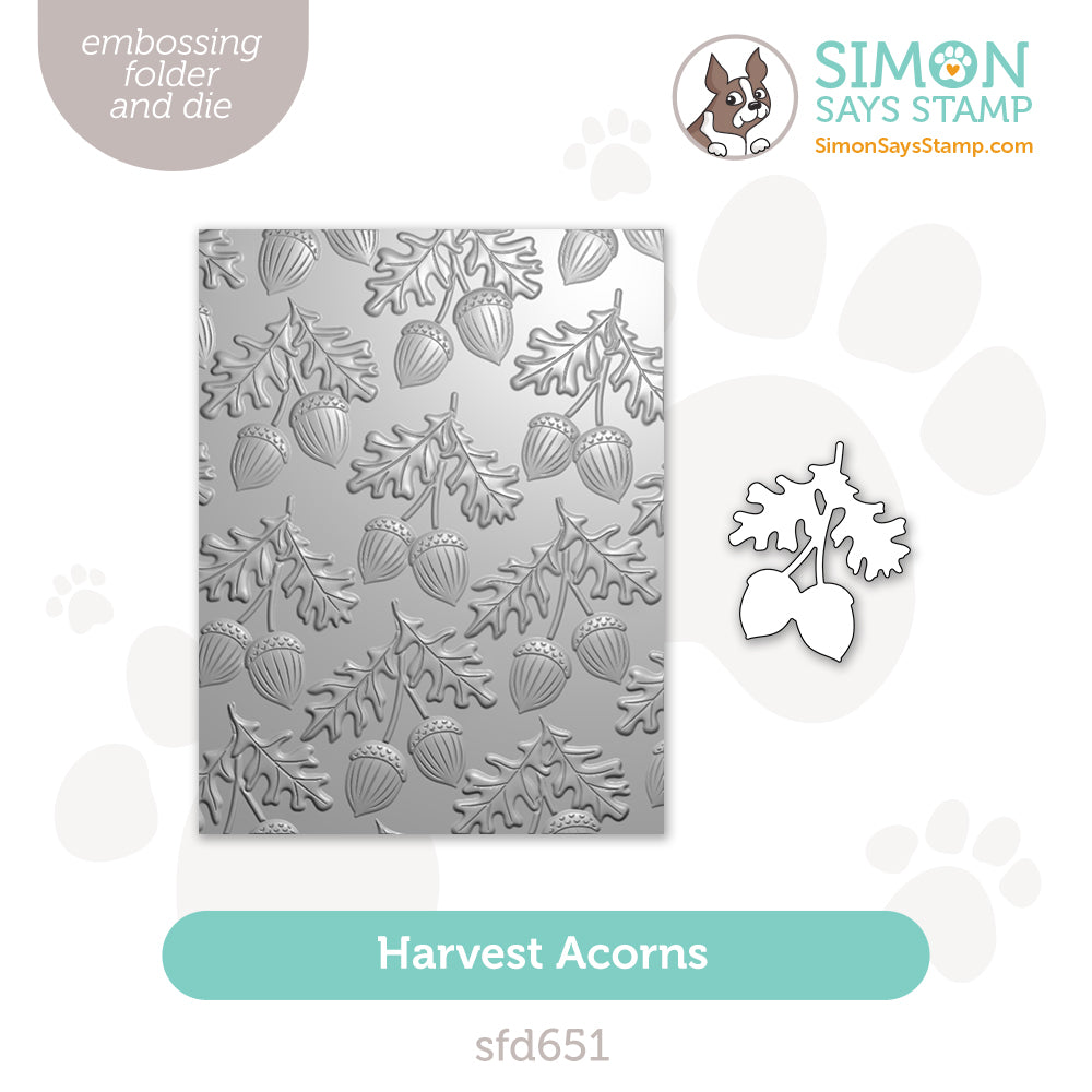 Simon Says Stamp Embossing Folder and Cutting Die Harvest Acorns sfd651 Sending Cheer