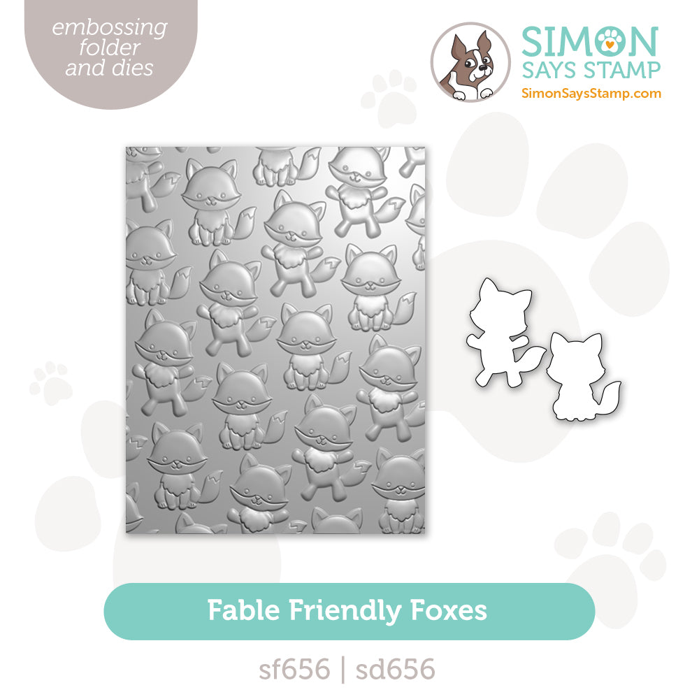 Simon Says Stamp Embossing Folder and Dies Fable Friendly Foxes sfd656set