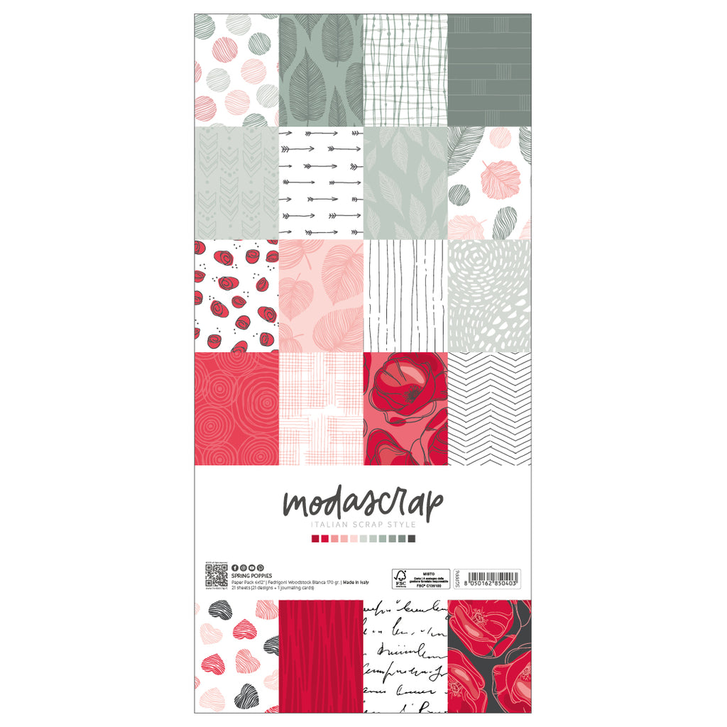ModaScrap Spring Poppies 6x12 Paper sgppp6