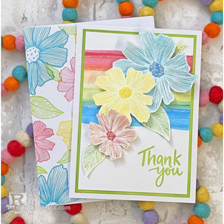 Ranger Sage Liquid Pearls Pearlescent Paint lpl59684 Rainbow Thank You Card | color-code:ALT01