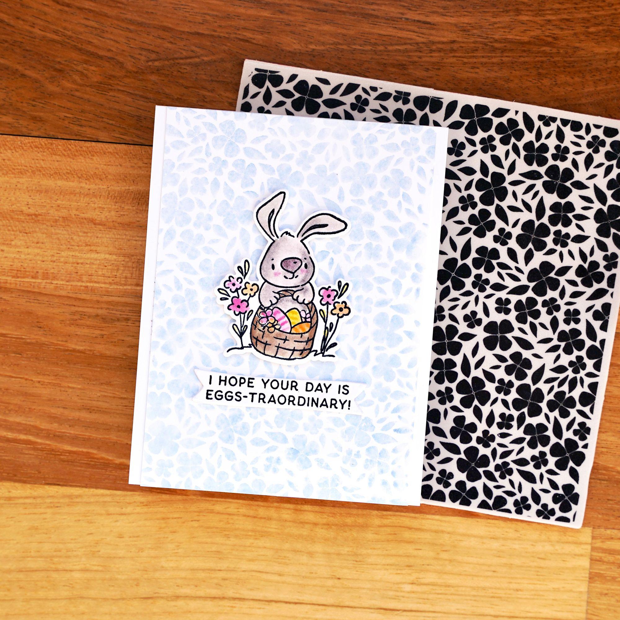 Ranger Simon Hurley Bitty Botanicals Background Cling Stamp hur80596 bunny card