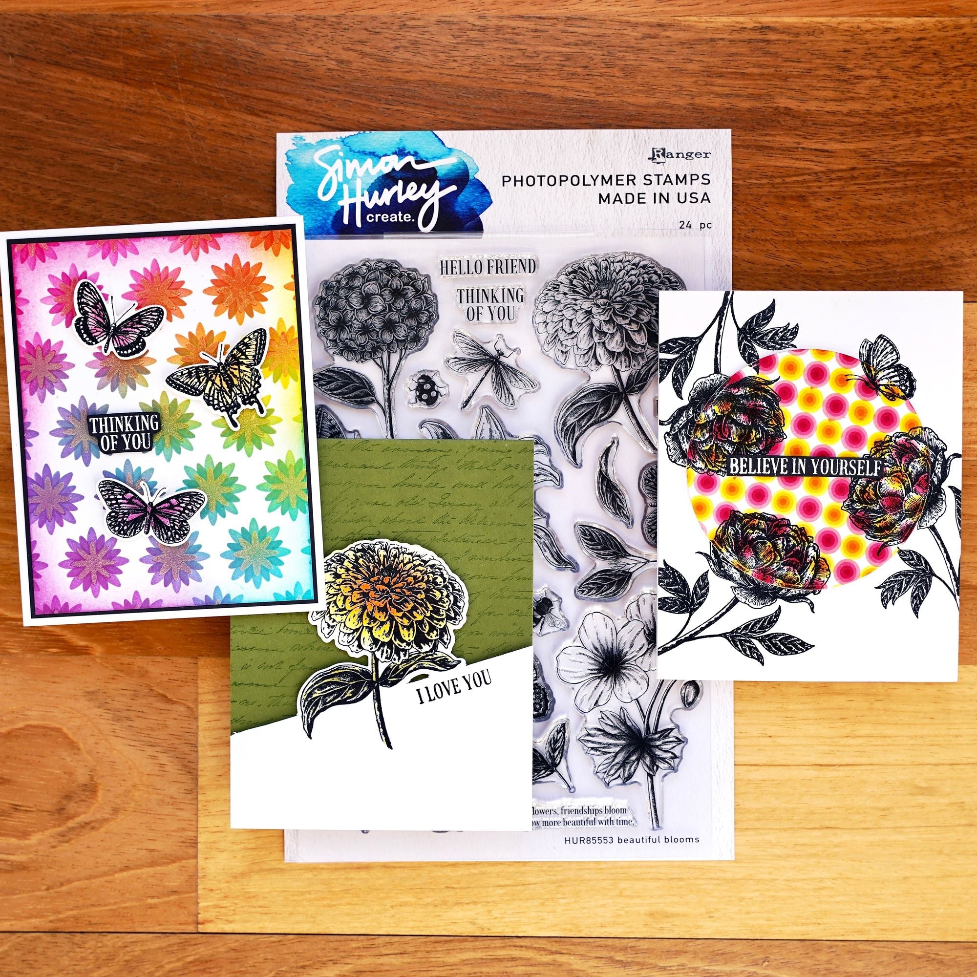 Ranger Simon Hurley Handwritten Background Cling Stamp hur85584 card samples with stamp set