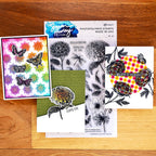 Ranger Simon Hurley In Bloom Stencils hus80992 cards with stamp set