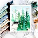 Tim Holtz Distress Embossing Glaze Evergreen Bough Ranger tde88127 Wishing You Peace Card | color-code:ALT02
