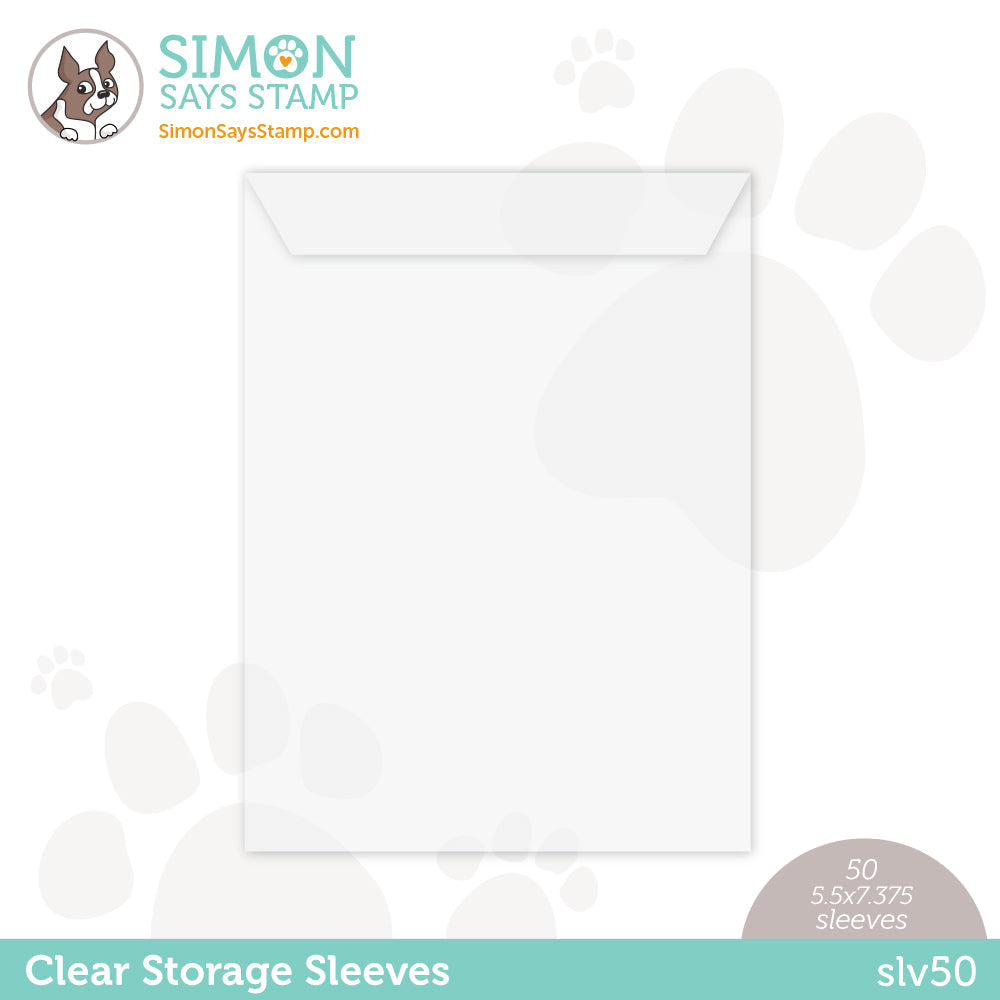 Simon Says Stamp 7.375 x 5.75 Clear STORAGE SLEEVES 50 Pack SLV50