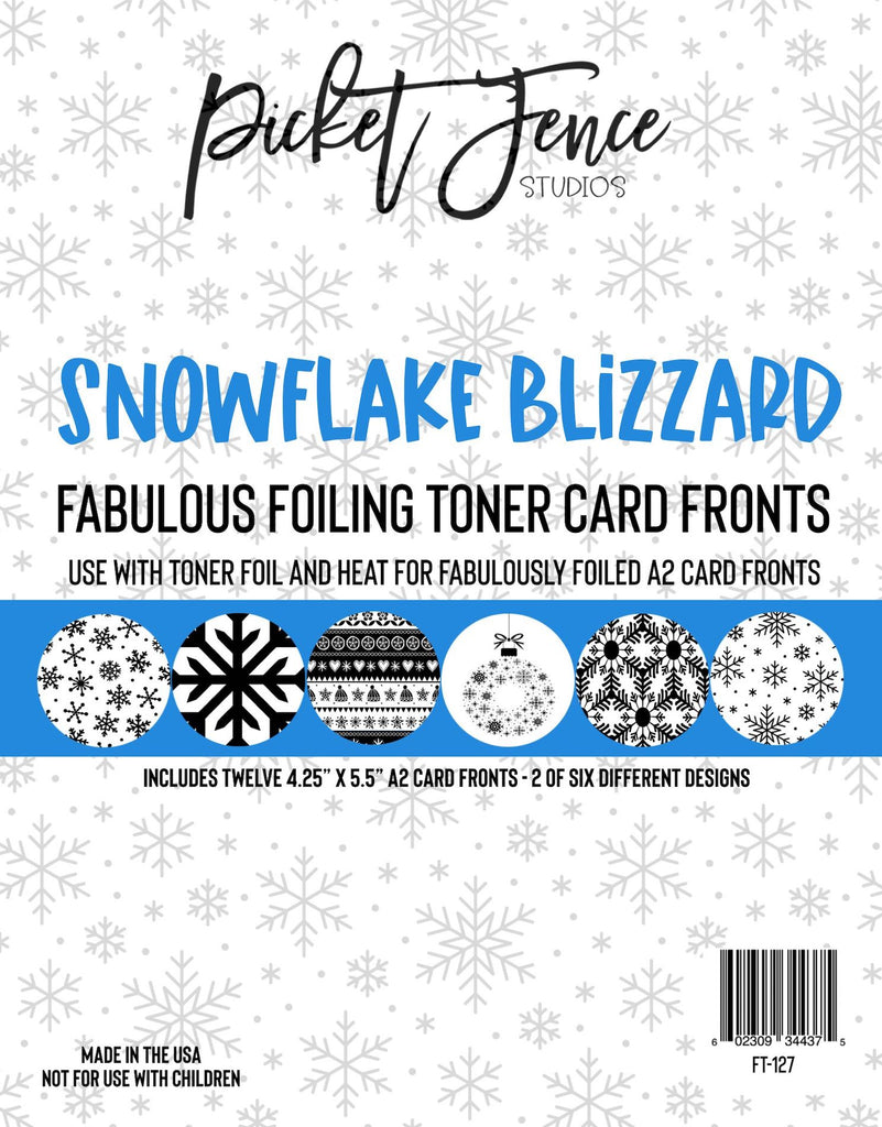 Picket Fence Studios Snowflake Blizzard Toner Card Fronts ft-127