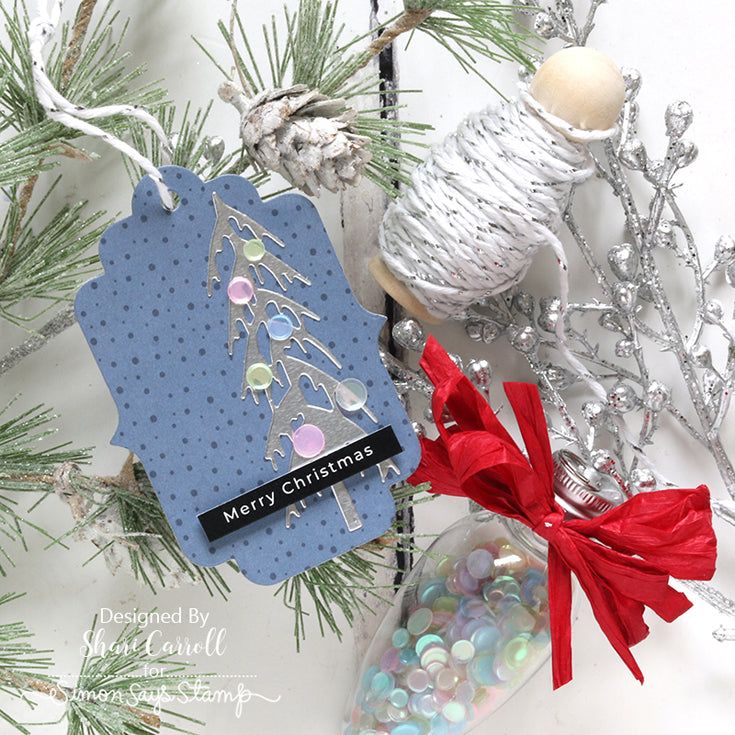 Simon Says Stamp Snow Laden Trees Wafer Dies s881 All The Joy Christmas Tag