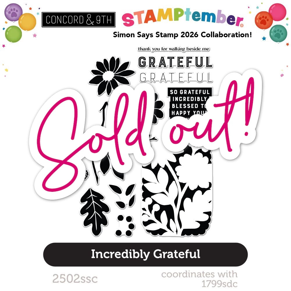 Concord & 9th Incredibly Grateful STAMPtember Exclusive Stamps 2502ssc sold out
