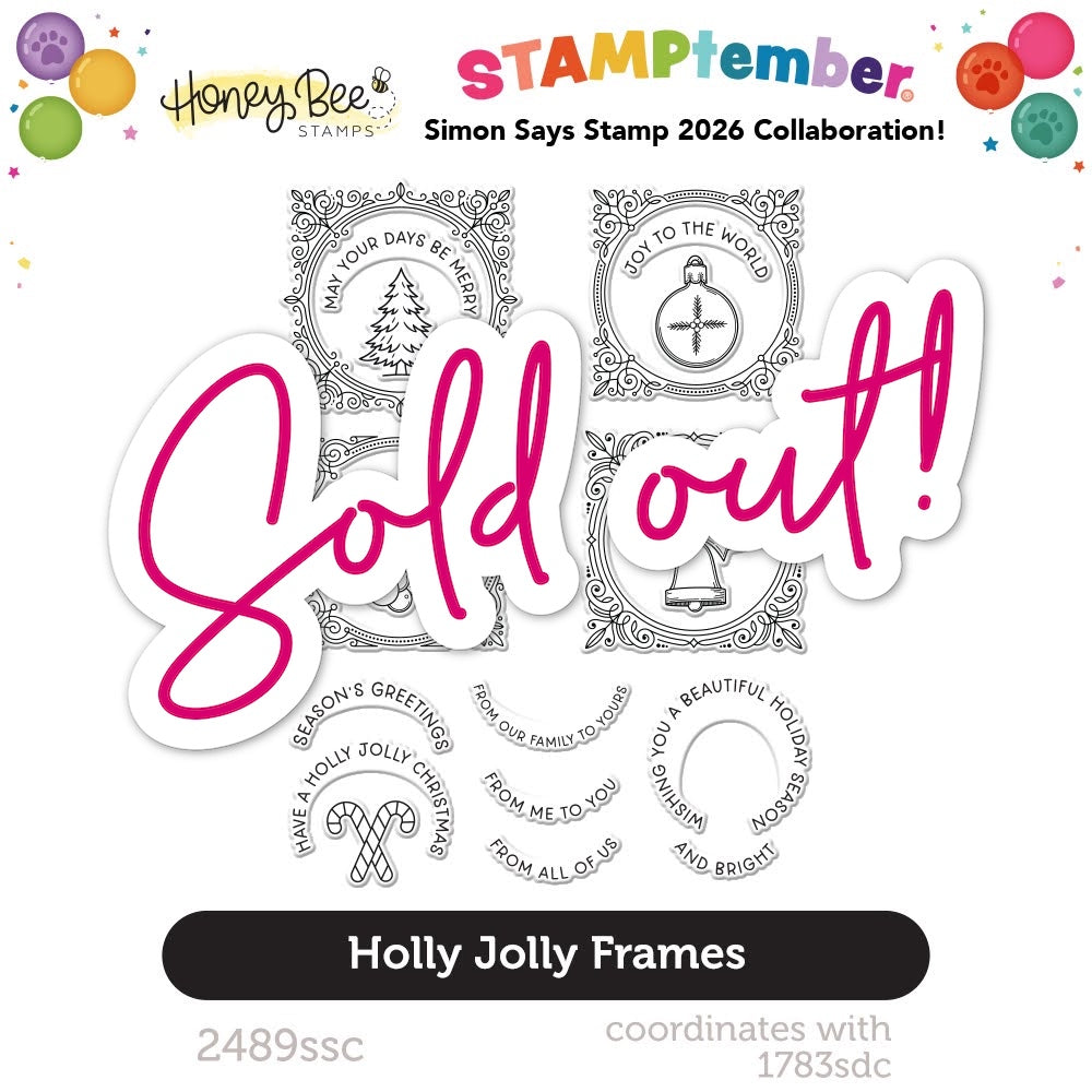 Honey Bee Holly Jolly Frames STAMPtember Exclusive Stamps 2489ssc sold out