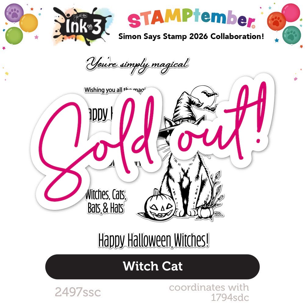 InkOn3 Witch Cat STAMPtember Exclusive Stamps 2497ssc sold out