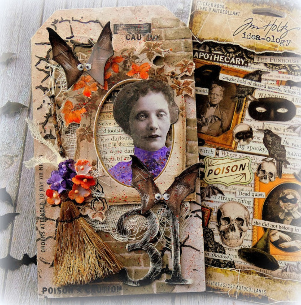 Tim Holtz Layering Stencil BRICKED THS038 spooky tags | color-code:ALT01