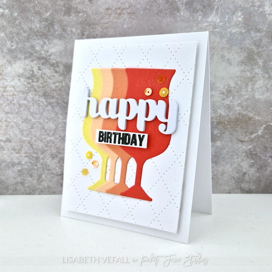 Picket Fence Studios Mimosa Sequin Mix Plus sqc-190 happy birthday drink card