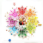Pinkfresh Studio Folk Snowflake Dies 209023 Rainbow Snowflakes Card