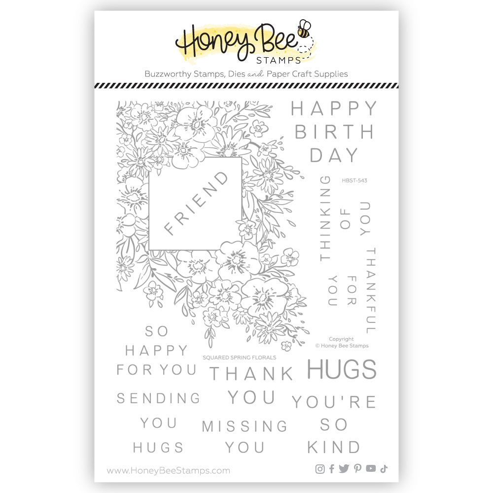 Honey Bee Squared Spring Florals Clear Stamps hbst-543