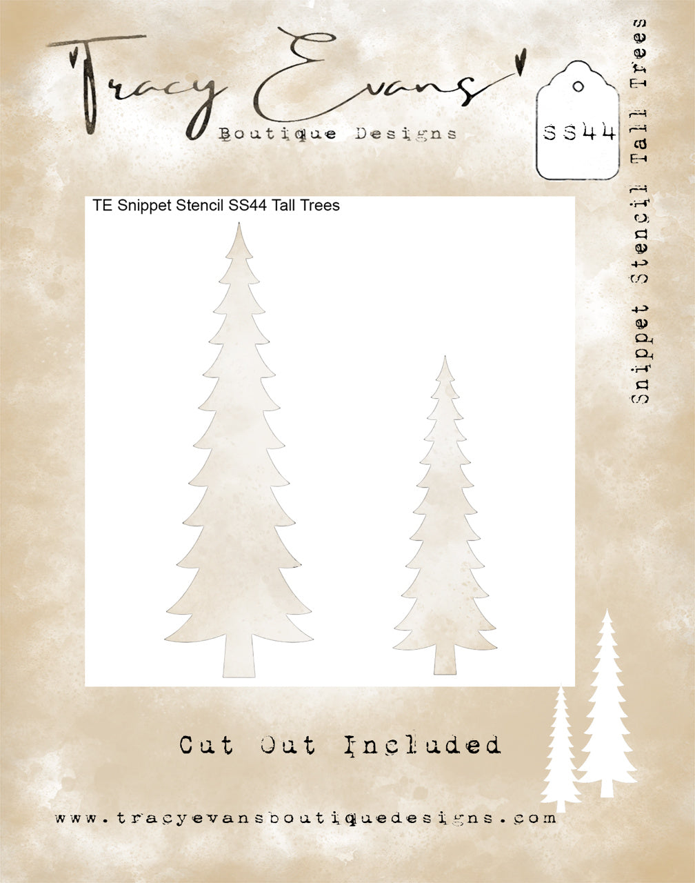 Tracy Evans Boutique Designs Tall Trees 4x4 Snippet Stencil ss44