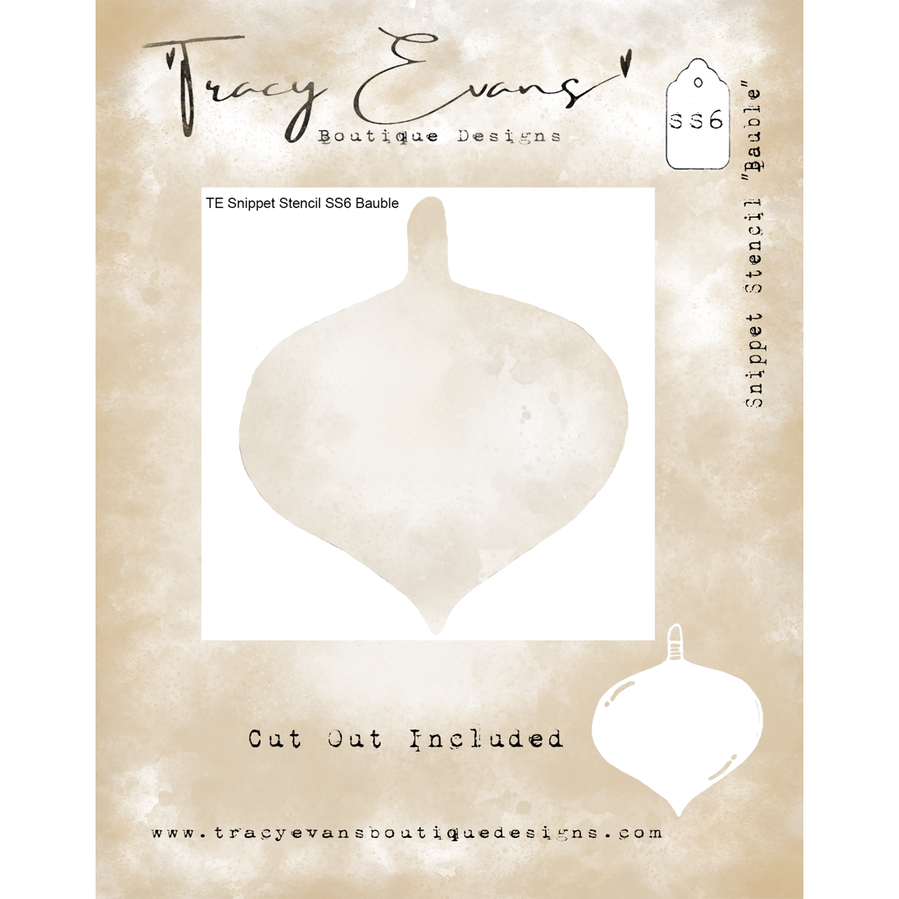 Tracy Evans Boutique Designs Bauble Snippet Stencil ss6