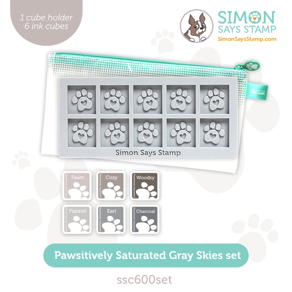 Simon Says Stamp Pawsitively Saturated Ink Cubes Gray Skies And Gray Cube Holder Set
