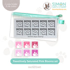 Simon Says Stamp Pawsitively Saturated Ink Cubes Pink Blooms And Gray Cube Holder Set