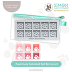 Simon Says Stamp Pawsitively Saturated Ink Cubes Red Berries And Gray Cube Holder Set