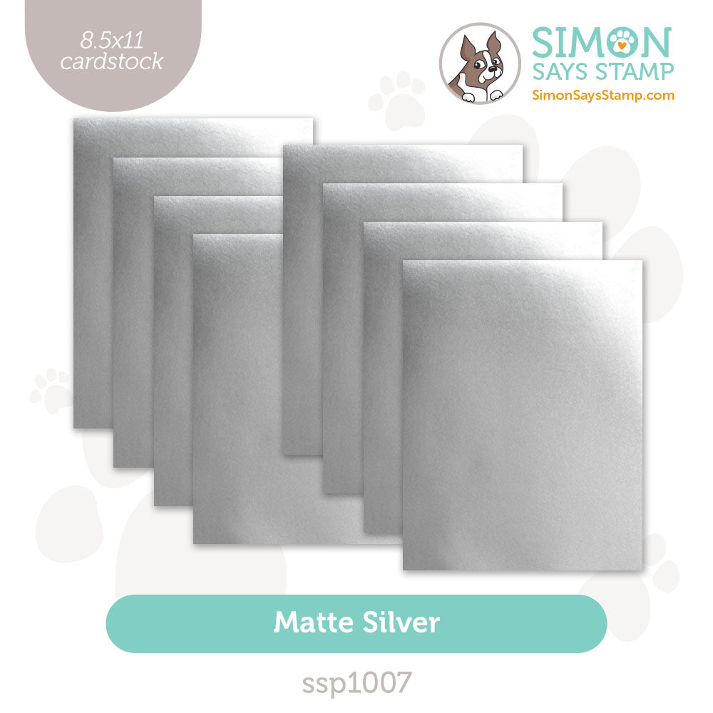 Simon Says Stamp 8 Sheets Cardstock Matte Silver ssp1007