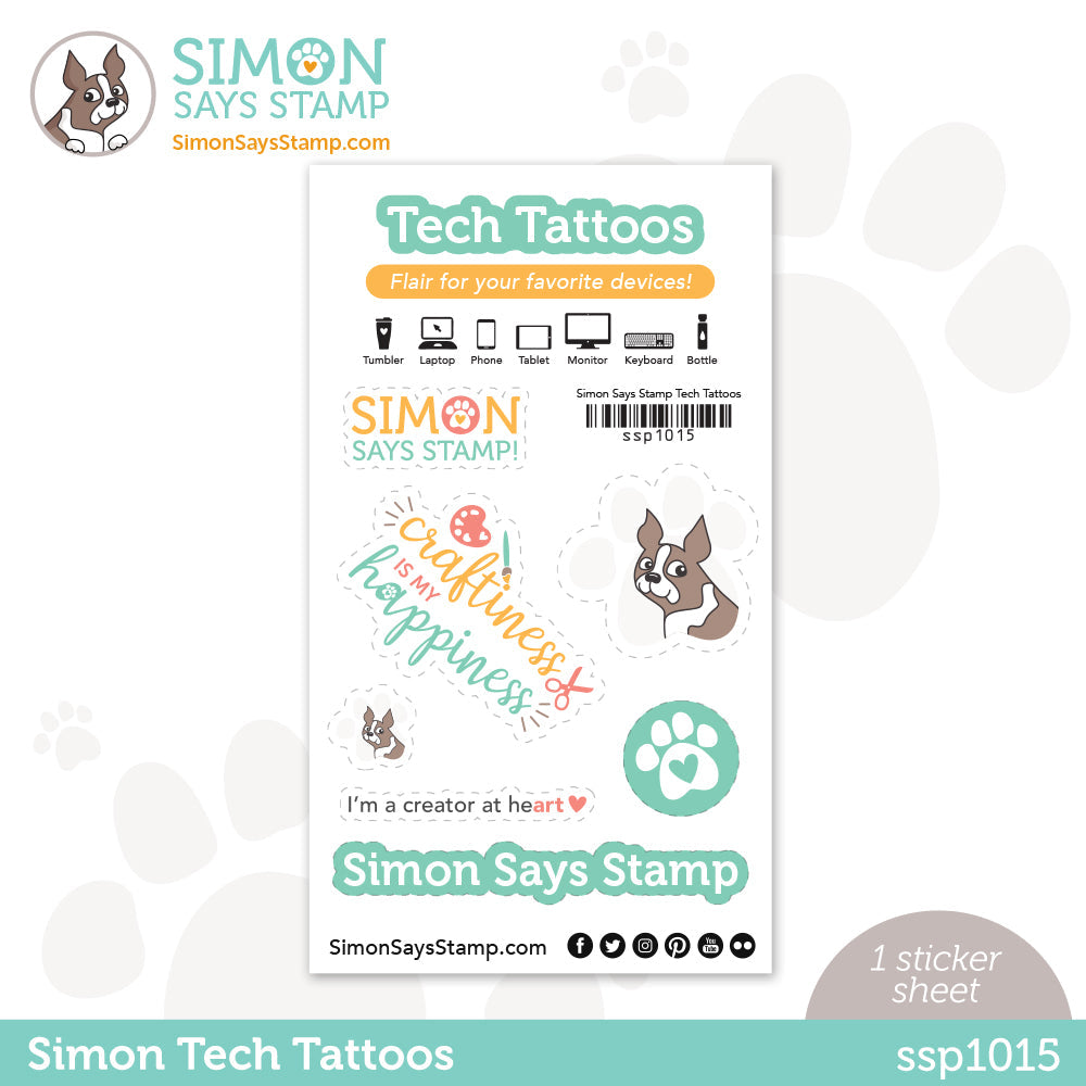 Simon Says Stamp TECH TATTOOS Sticker Sheet ssp1015