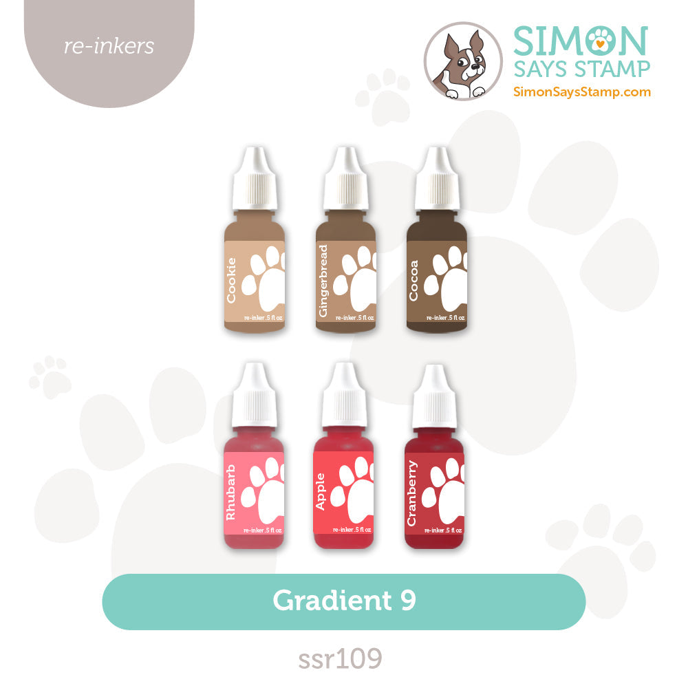 Simon Says Stamp Pawsitively Saturated Re-Inker Set Gradient 9 ssr109 Diecember
