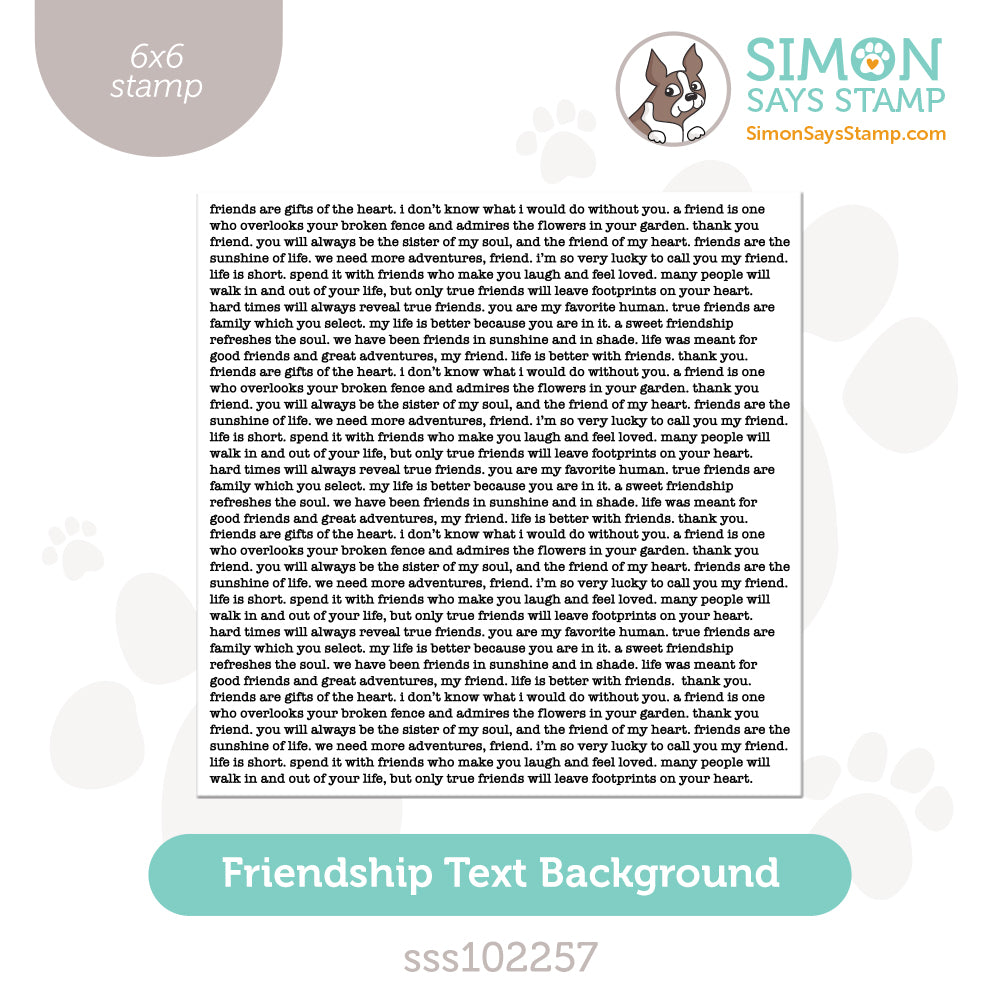 Simon Says Clear Stamp FRIENDSHIP TEXT BACKGROUND sss102257