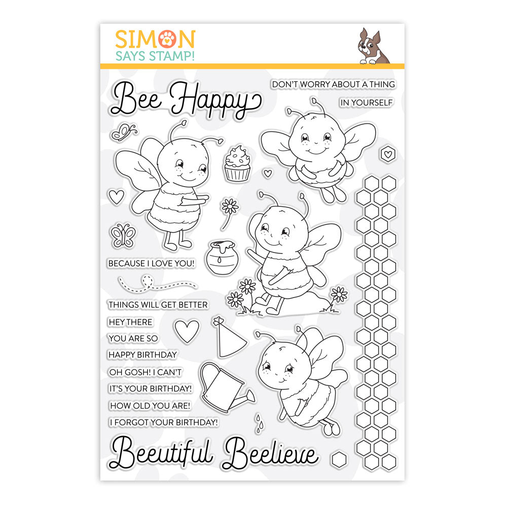 Simon Says Clear Stamps BEE HAPPY sss202019