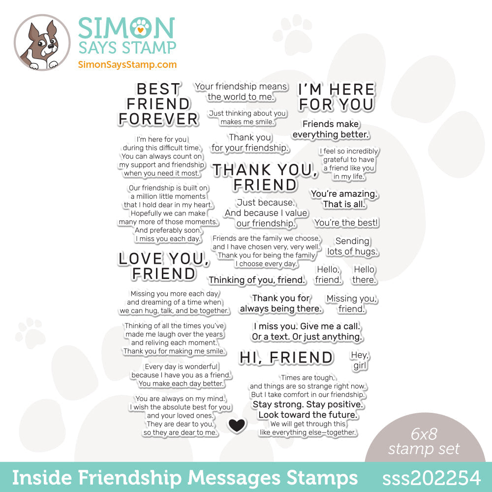 Simon Says Clear Stamps INSIDE FRIENDSHIP MESSAGES sss202254