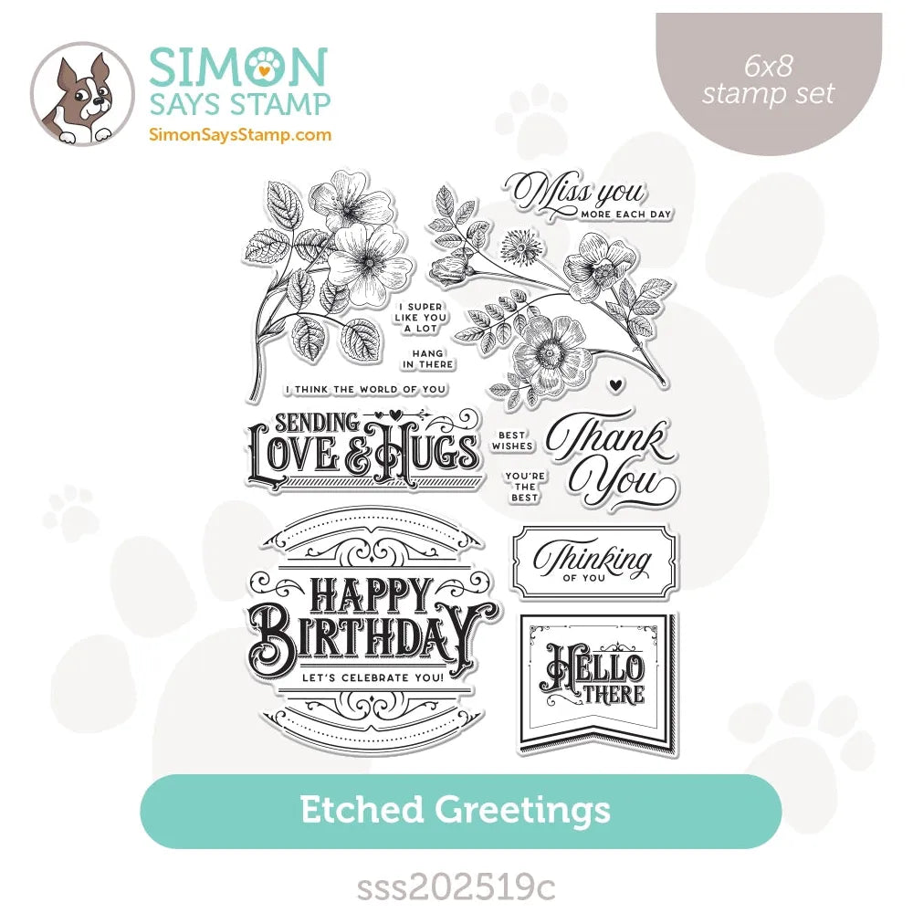 Simon Says Clear Stamps Etched Greetings sss202519c