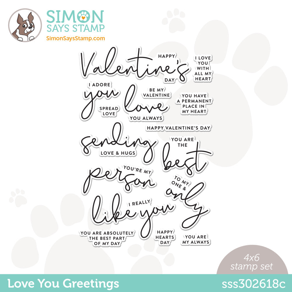 Simon Says Clear Stamps LOVE YOU GREETINGS sss302618c Hugs