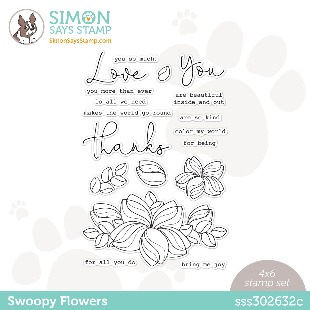 Simon Says Clear Stamps SWOOPY FLOWERS sss302632c Kisses *