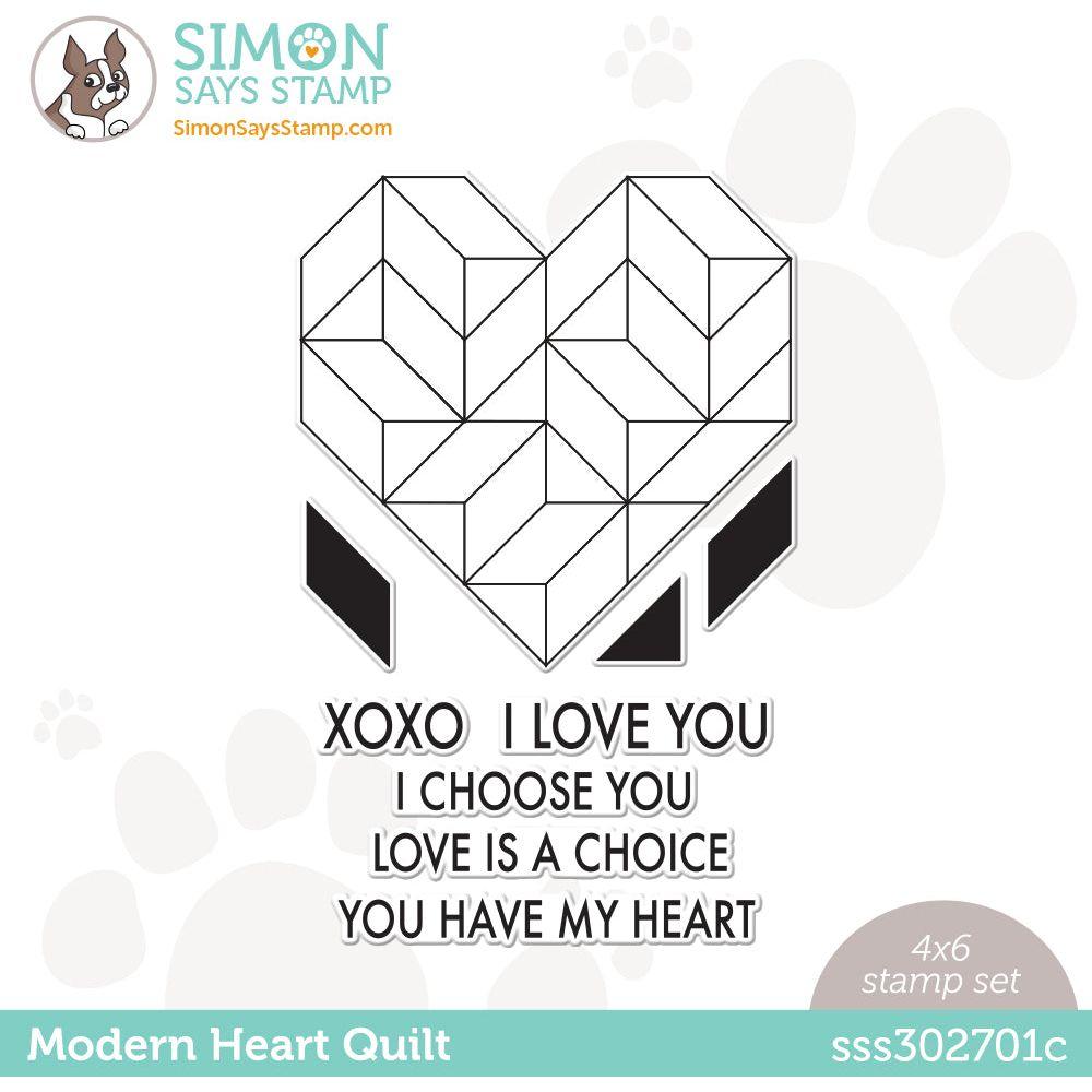 Simon Says Clear Stamps Modern Heart Quilt sss302701c Dear Friend