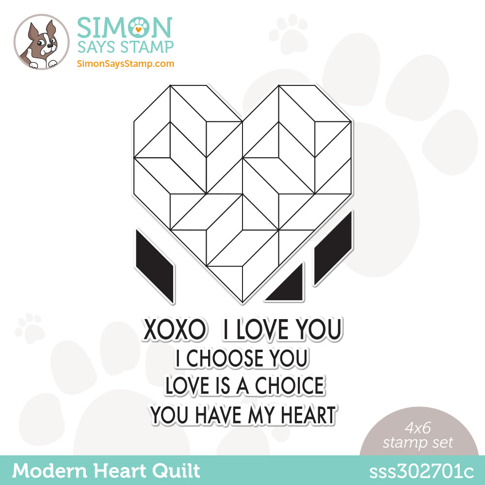 Simon Says Clear Stamps Modern Heart Quilt sss302701c Dear Friend