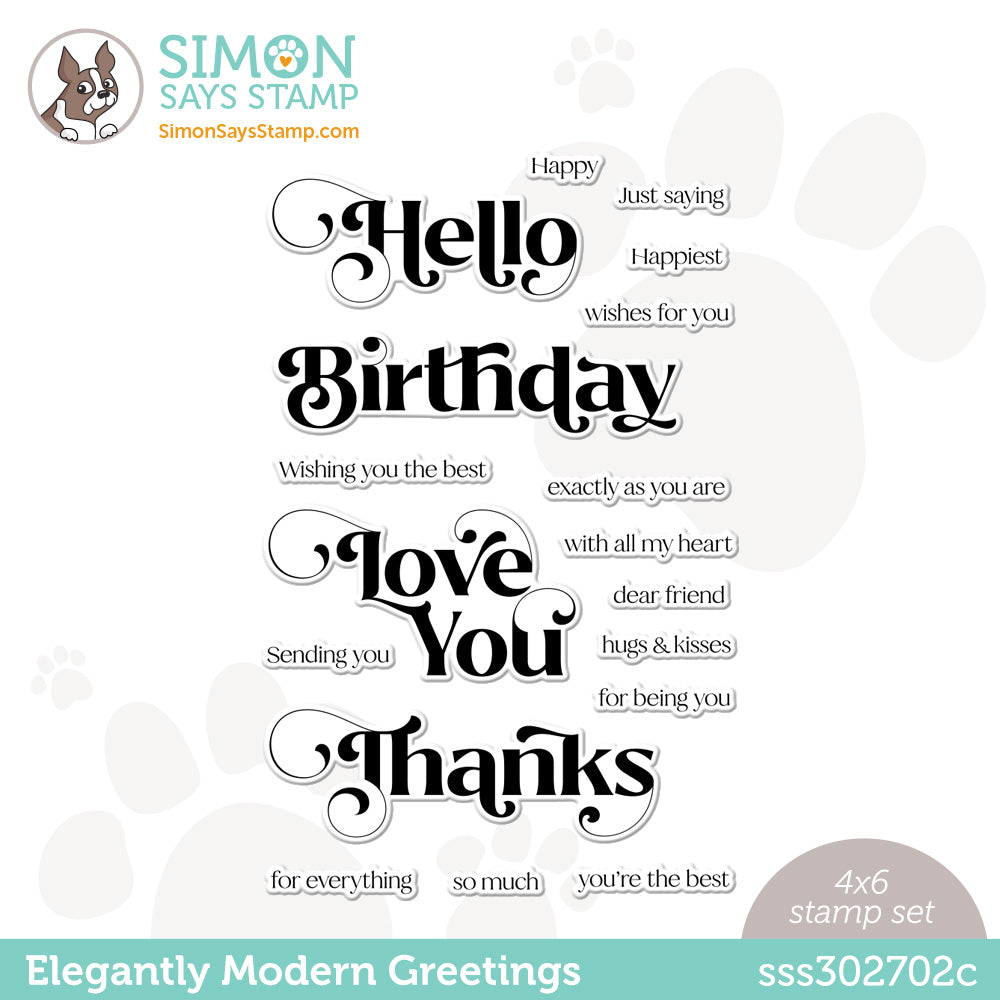 Simon Says Clear Stamp Elegantly Modern Greetings sss302702c Dear Friend