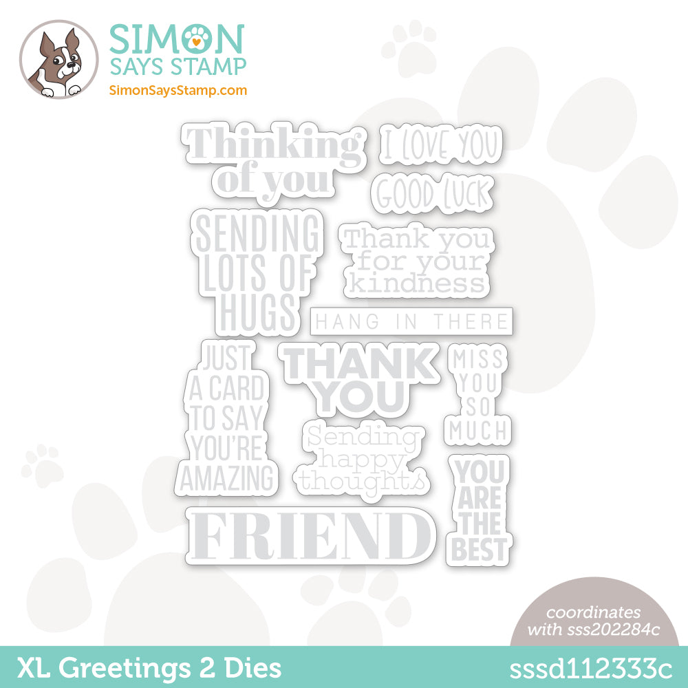 Simon Says Stamp XL Greetings 2 Wafer Dies sssd112333c
