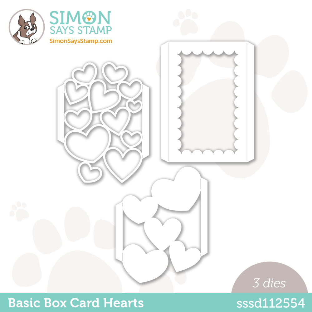 Simon Says Stamp BASIC BOX CARD HEARTS Wafer Dies sssd112554 *