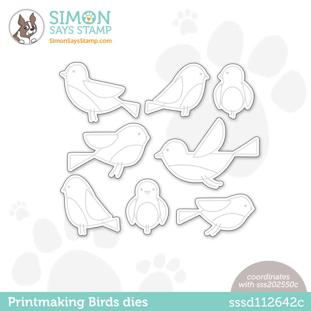 Simon Says Stamp PRINTMAKING BIRDS Wafer Dies sssd112642c