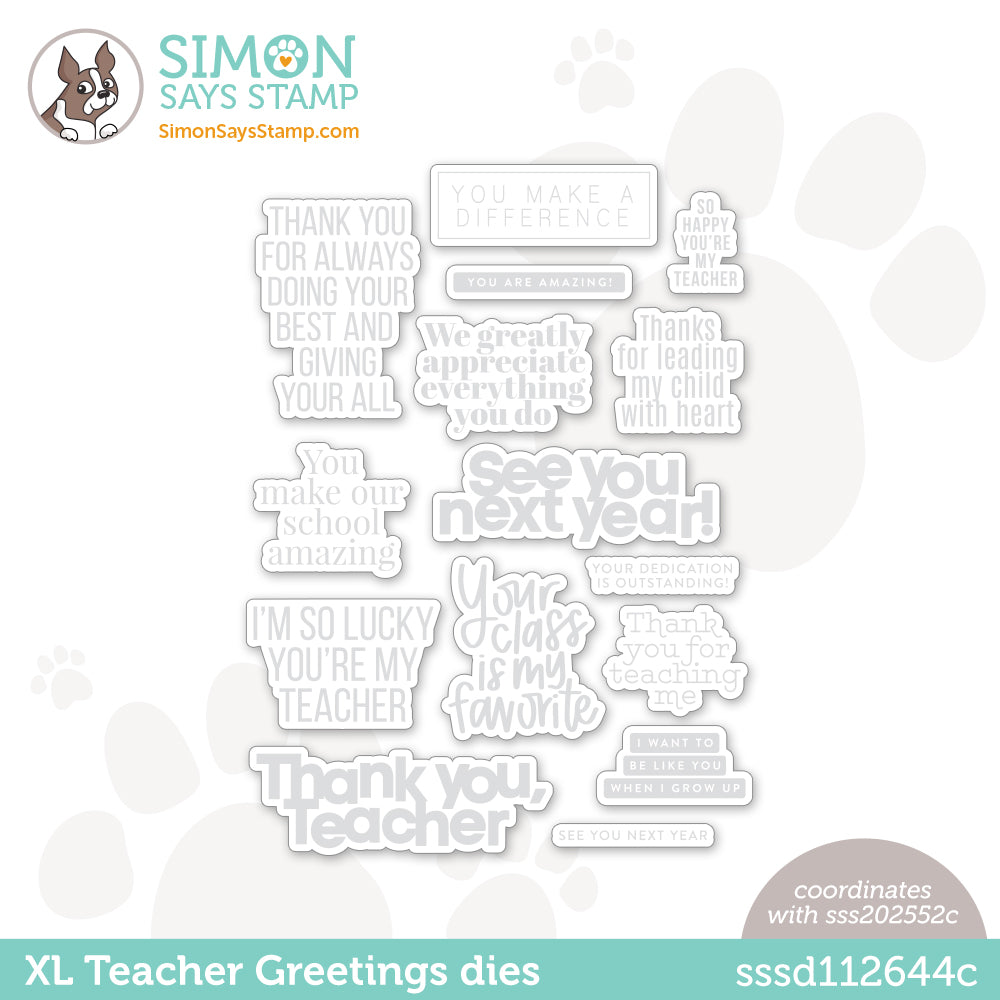 Simon Says Stamp XL TEACHER GREETINGS Wafer Dies sssd112644c
