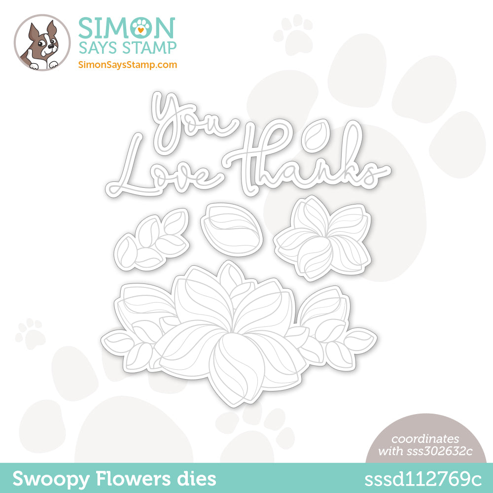 Simon Says Stamp SWOOPY FLOWERS Wafer Dies sssd112769c Kisses *