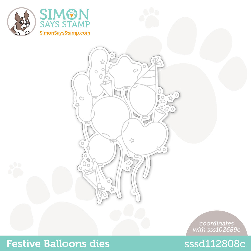 Simon Says Stamp Festive Balloons Wafer Dies sssd112808c Sunny Vibes