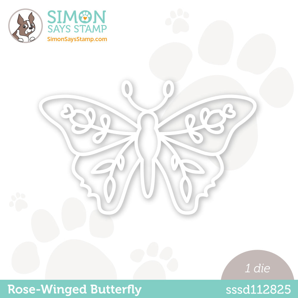 Simon Says Stamp Rose Winged Butterfly Wafer Die sssd112825