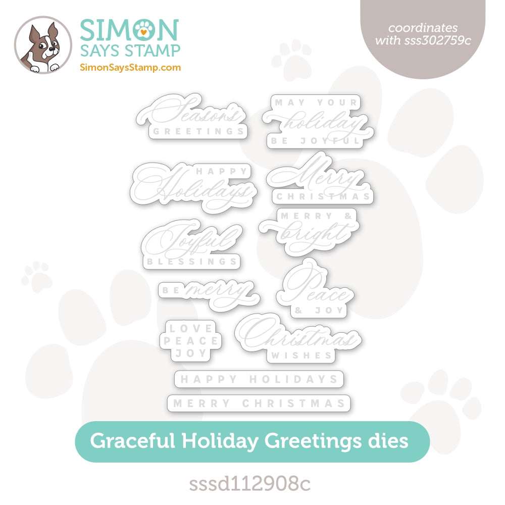 Simon Says Stamp Graceful Holiday Greetings Wafer Dies sssd112908c All The Joy