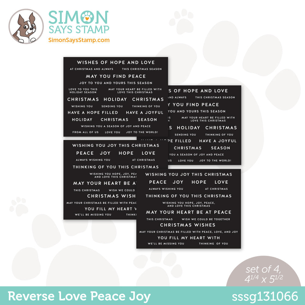 Simon Says Stamp Sentiment Strips REVERSE LOVE PEACE JOY sssg131066